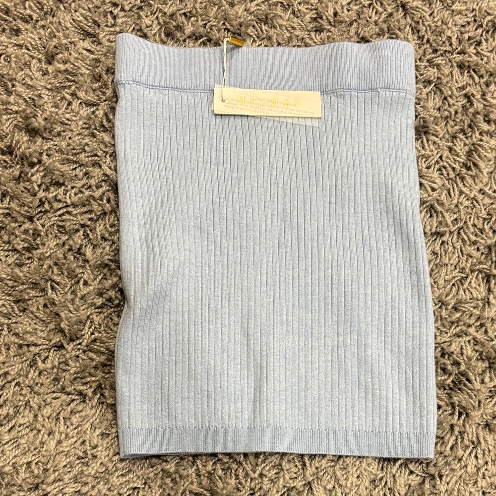 Meshki Cece Light Blue Ribbed Knit Skirt